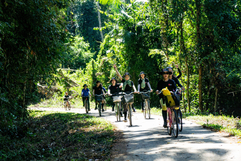 cycling in nam cat tien national forest