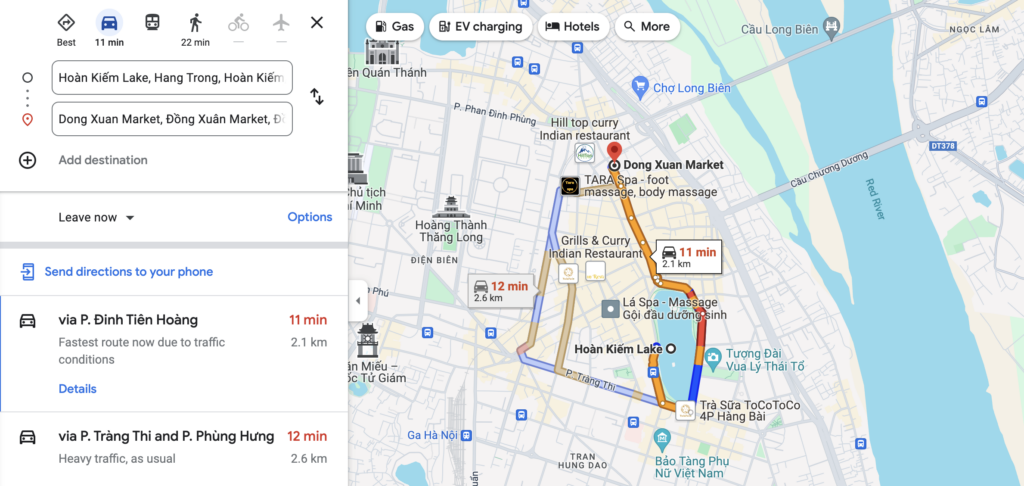 dong xuan market travel map hanoi