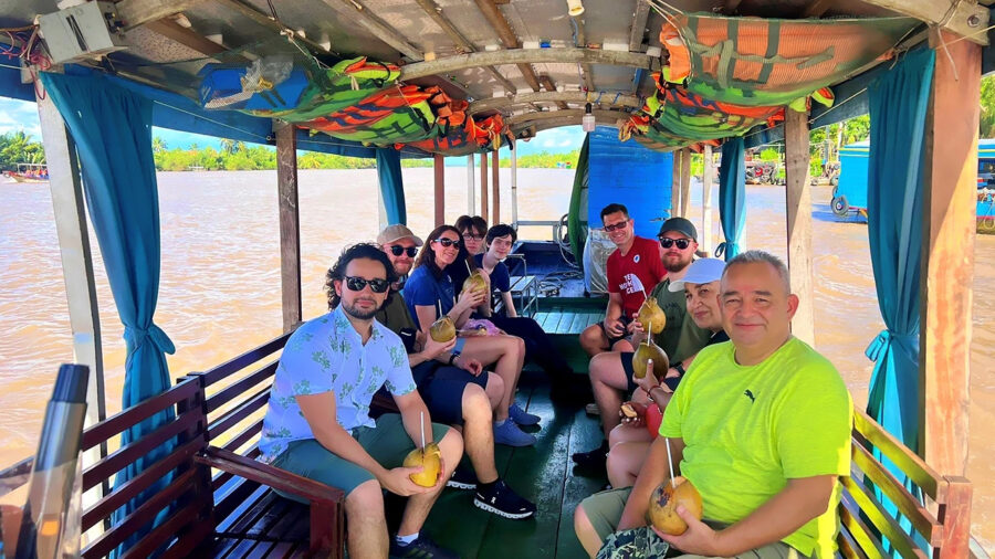 team bonding games boat bike walking discovery game in Vietnam