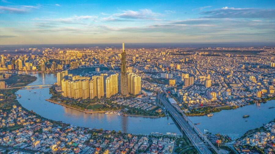 Modern Saigon with its high-rise buildings. Is hanoi bigger than saigon, or is it the other way around?