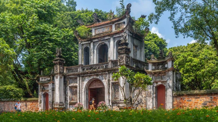 Temple of Literature and National University in Hanoi. Is hanoi bigger than saigon ?