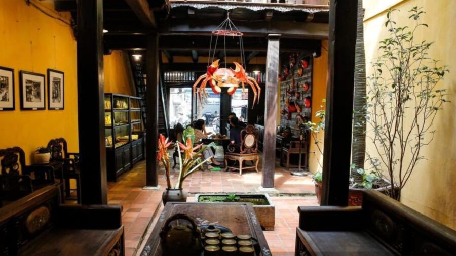 Relaxing tea space inside a hanoi ancient house