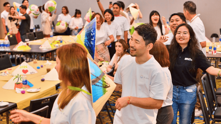 Indoor team building game session for employees during corporate event