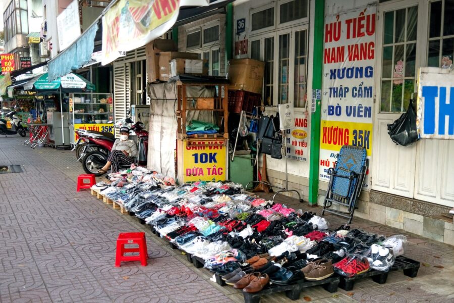 row - hanoi shoe street - Jackfruit Adventure